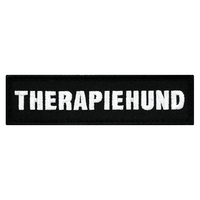 Café Viereck ® Hundehalsband Hundegeschirr Patch für Hunde mit Klett - 11 x 3 cm (Therapiehund)