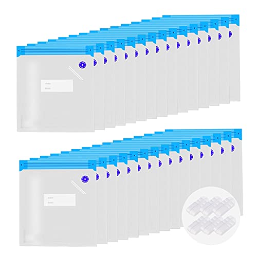 Domsanistor 36Pcs Sous Vide Bags,Vacuum Sealer Bags Reusable Vacuum Food Storage Bags for Food Saver,BPA Free Vac Storage Bags, 6 Sealing Clips