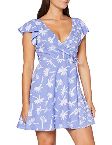 French Connection Arabella Crepe Prntd Wrp Dress Vestido Informal de Negocios, Blue Tint Multi, Large para Mujer