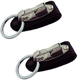 inherited 2 pcs Leather Key Fob, Stainless Steel Keyring, Wide Belt Loop Rings Metal Keychain Key Loop Keyring, Attach to Trouser Belt Loop or Bag