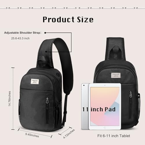 MOSISO Crossbody Sling Bag Sling Backpack for Men, 3 Layer Over Shoulder Bag Cross Body Chest Daypack Purse with Front Vertical Pocket for Travel Hiking Casual Commuting, Black