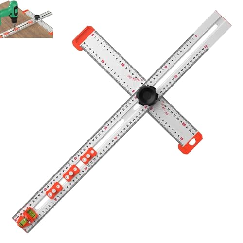 2-in-1 Drilling Positioning Ruler,T Square Ruler Woodworking Ruler, Precise Drilling Tool for Carpentry, Cabinet Hole Drilling T