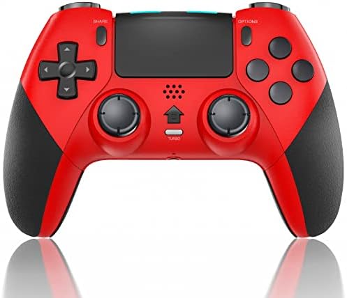 TECHPEIN Wireless Controller Compatible with PS4/Pro/Slim/PC, Game Remote for Playstation 4 Controller with Enhanced Precision Joystick/Turbo/Double Shock/Audio/6-Axis Gyroscope/800mAh Battery(Red)