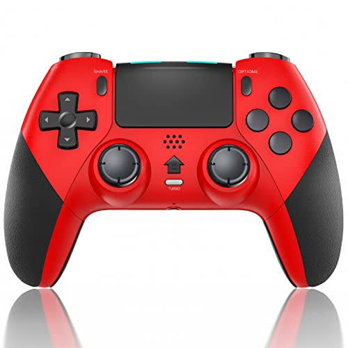 TECHPEIN Wireless Controller Compatible with PS4/Pro/Slim/PC, Game Remote for Playstation 4 Controller with Enhanced Precision Joystick/Turbo/Double Shock/Audio/6-Axis Gyroscope/800mAh Battery(Red)