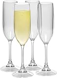 Unbreakable Stemmed Champagne Glasses, 12oz - 100% Tritan - Shatterproof, Reusable, Dishwasher Safe Drink Glassware (Set of 4)- Indoor Outdoor Drinkware - Great Holiday and Wedding Gift