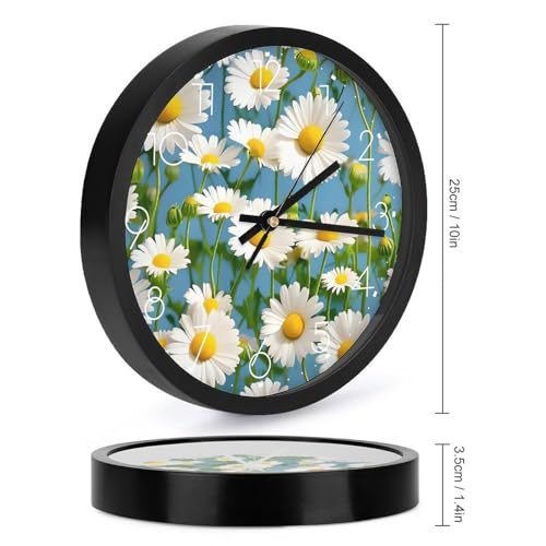 Horloge murale moderne silencieuse fleurs blanches - 3