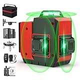 12 Lines Laser Level 3x360° Self Leveling Green Laser Level,3D Green Cross Line for Construction and Picture Hanging,Laser measurement calibration tool,with 2 Rechargeable Battery and Tool Kit