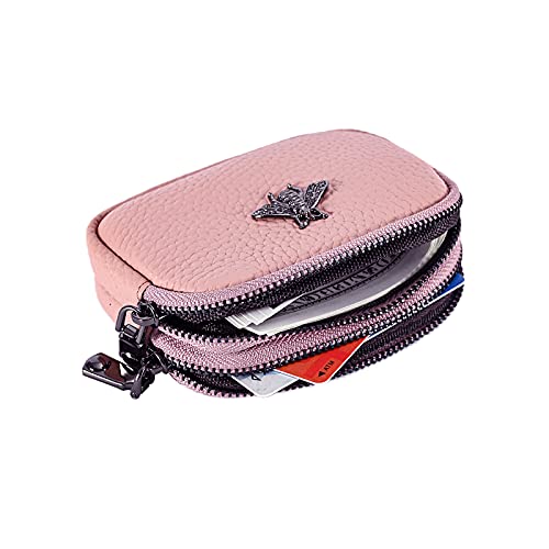 Yocipa Small Coin Purse For Women Leather Change Pouch Tiny Card Holder Wallet Zipper (Pink) #TOP4