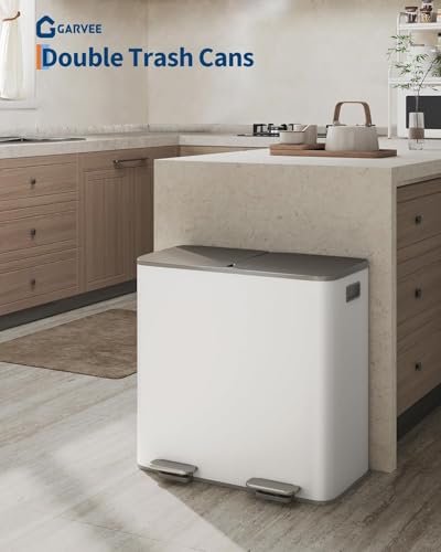 Caneca de basura de cocina rectangular con compartimentos duales 40 litros miniatura 2