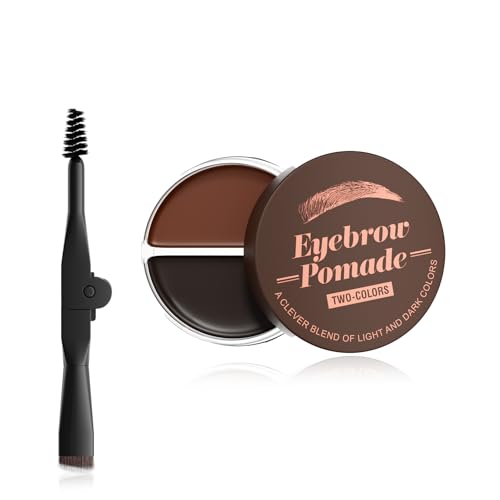 Vawolecy Pomada para Cejas, Crema de Pomada para Cejas Impermeable de Doble Color con Pincel