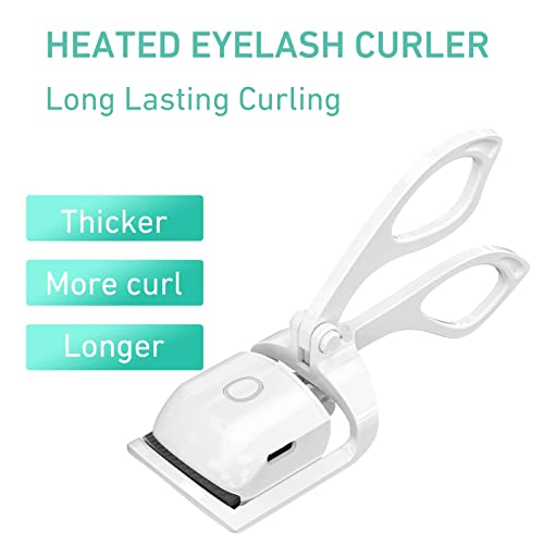 Heated Eyelash Curler, Electric Eyelash Curlers, Usb Rechargeable Eye Lash Curler With Comb, 2 Heating Modes Quick Natural Curling Eye Lashes For Long Lasting (White) #TOP5