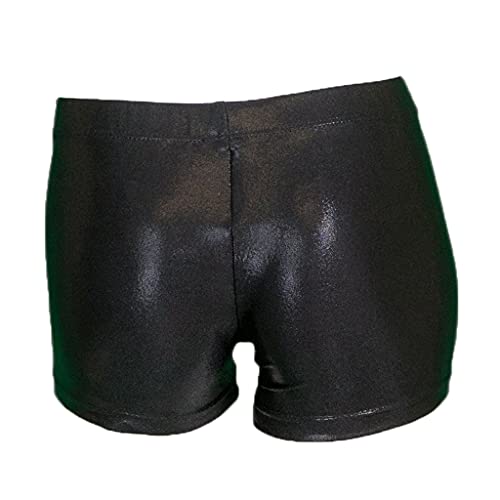 Aosva Little Big Girls Sparkle Dance Tumbling Athletic Gymnastics Short 2-14 anos, Preto brilhante,