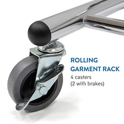 Tatkraft Marvel Verstelbare Kledingrek Met Dubbele Stangen - Stevig Mobiel Telescopisch Verstelbaar Kleren Rek Op Wielen… - Image 6