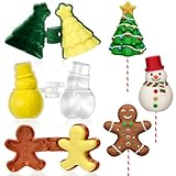 Yiyiring 3 Pcs Christmas Cake Pop Mold Shapes Press Set, Christmas Tree & Snowman & Gingerbread Man Mold, Cake Pop Cutter and Pusher, Baking Tools Accessories for Christmastide Xmas