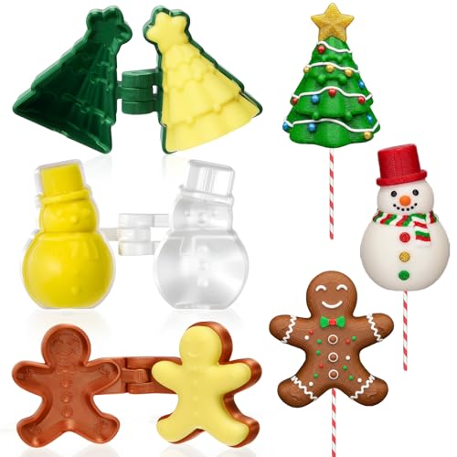 Yiyiring 3 Pcs Christmas Cake Pop Mold Shapes Press Set, Christmas Tree