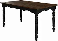 PENSE DENTRO DA CAIXA Mesa Torneada em Madeira Maciça - Mesa de Jantar em Estilo Provençal - Móveis Rústicos Farmhouse - Preto e Walnut