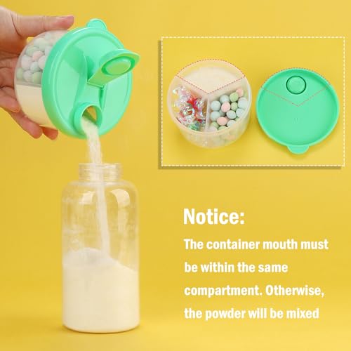 Image of Accmor Baby Formula Dispenser On The Go, Non-Spill Rotating Three-Compartment Formula Container to Go, Milk Powder Kids Snack Container for Infant Toddler Travel, Green
