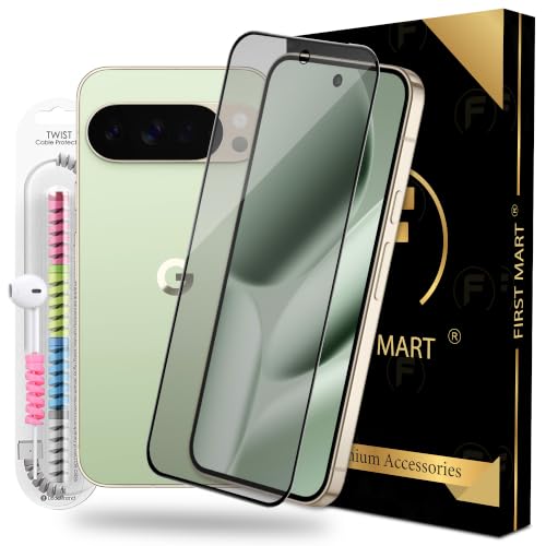 Image of FIRST MART Matte Anti-Glare Tempered Glass for Google Pixel 10 Pro XL and Pixel 9 Pro XL With Installation Kit | Military-Grade Gaming Screen Protector & Cable Guard | Edge to Edge Coverage | Black
