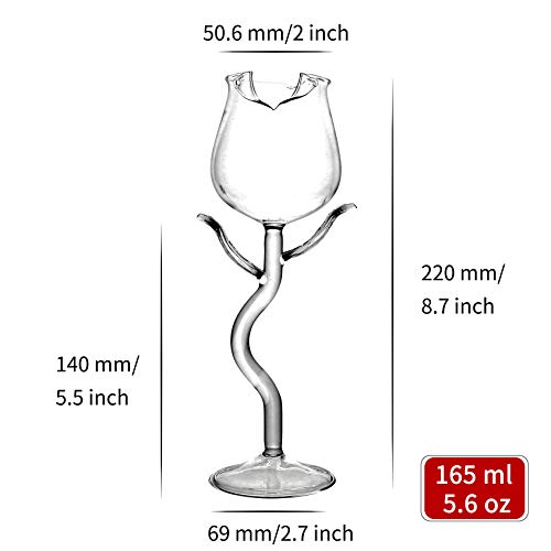 Inftyle [Gift Set] Rose Cocktail Glass Wine Goblet Glasses Flower Drinkware Set Of 2, Crystal Champagne Flutes Classy Red Wine Glass, Ideal Gifts For Housewarming, Wedding, Birthday Celebrations #TOP2