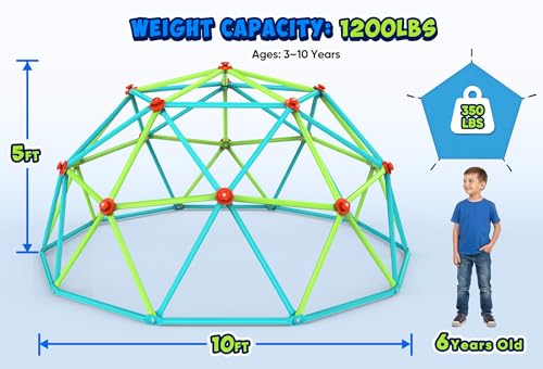 Image of Zupapa10FT Climbing Dome with Hammock, Supports up to 1200lbs Kids Jungle Gym, 10FT Dome Climber with Hammock for Kids 3 to 10 Outdoor Play Equipment