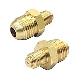 Hooshing 2PCS Propane Orifice Connector Brass Tube Fitting 3/8' Flare x 1/8' Male NPT Gas Nozzle for Turkey Fryer Parts, Cooking Stove Grill