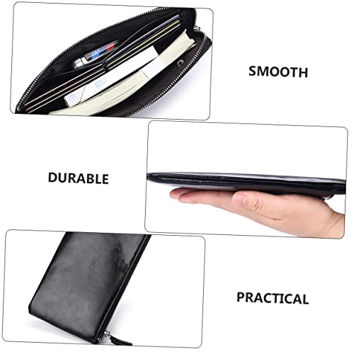 Long Men Wallet Black Soft Leather Zipper Clutch Multi Functional Credit Card Holder with Cash and Phone Storage for Office Party Use4