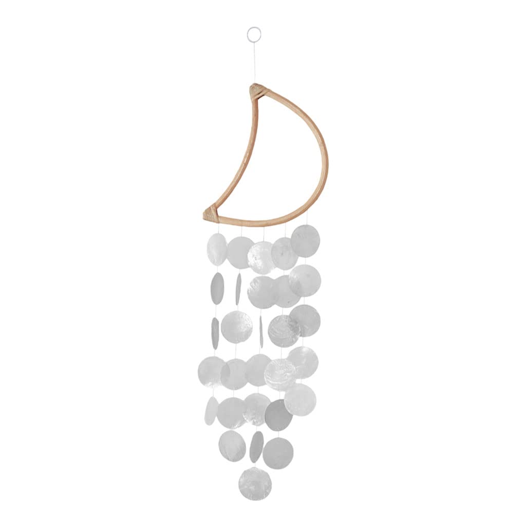CALANDIS Wind Chime Wooden Moon Shell Handcrafted for Home Office Ornament White-image-37