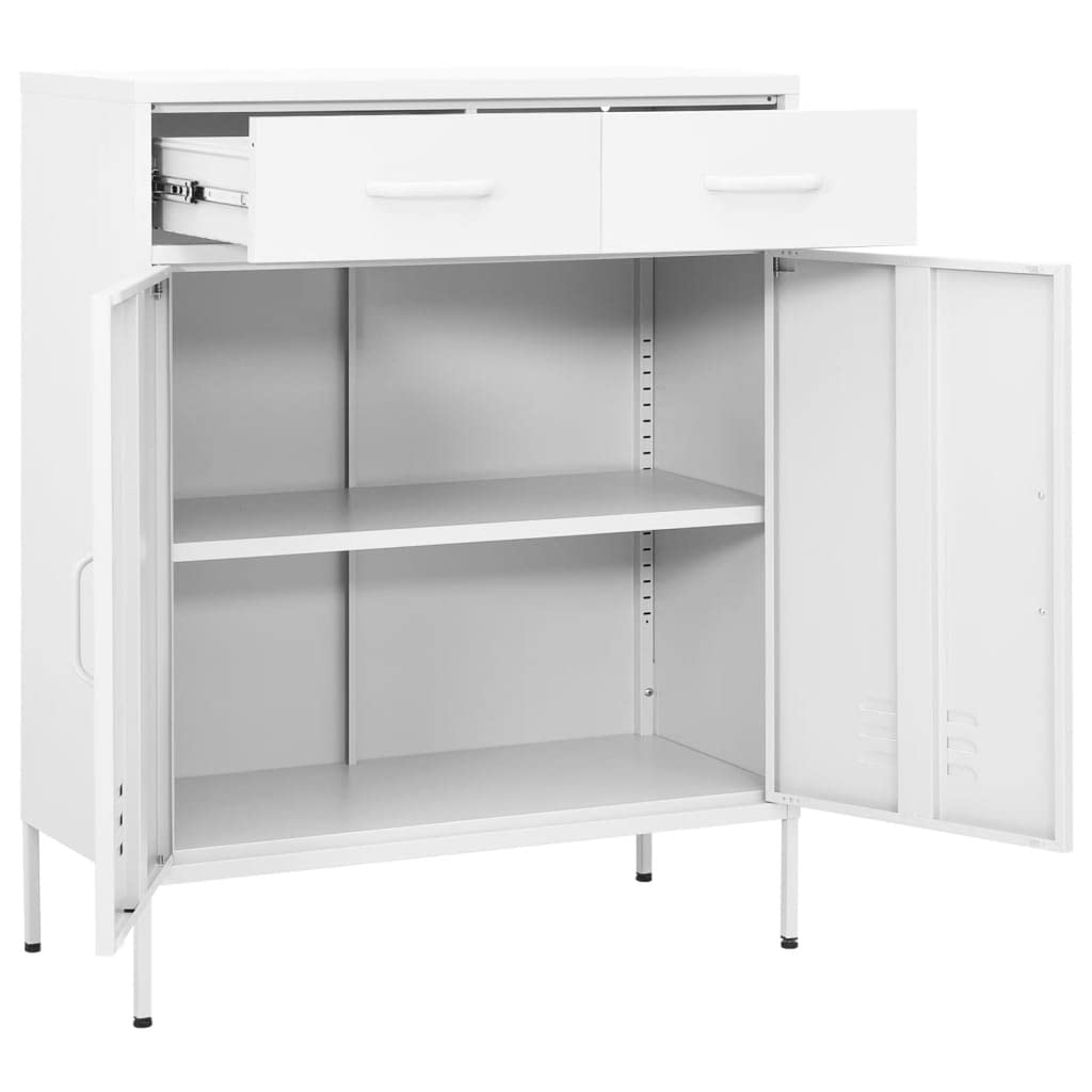 Armadio da ufficio, autoportante, in metallo, per aziende, ufficio, scuola, garage, bianco, 80 x 35 x 101,5 cm, in acciaio (facile da montare)