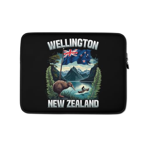 Wellington Vacation Travel New Zealand Flag Kiwi Bird Graphic Laptop Sleeve