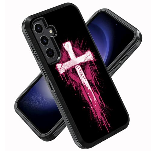 ZXHSBROK for Samsung Galaxy S24 FE Phone Case, Military Grade Heavy Duty 3-Layer Shockproof Drop Protective Cover for Samsung Galaxy S24 FE 5G (2024), Blood red Cross
