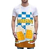 Delantal de Cocina para Hombres - Delantal Temático De Oktoberfest Para Parrilla,Atadura Ajustable En Cintura Resistente A Manchas Tejido Con Cuadros Transpirable Para Cocinar Cerámica Pintura