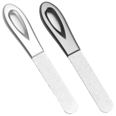 2 Pack Diamond Nail File Stainless Steel Double Side Nail File No Slip Handle Stainless Steel Easily Grinding for Natural Nails Men Woman Salon Home Travel Cover