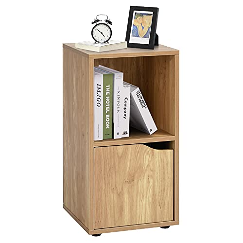 La mejor comparación de Buro Pequeño del mes. 46 FurnitureR Estante de Exhibición Independiente Mesita de Noche de 2 Cubos con Gabinete de Almacenamiento de Fotos de Libros de Una Puerta, Estante De Almacenamiento Organizador...
