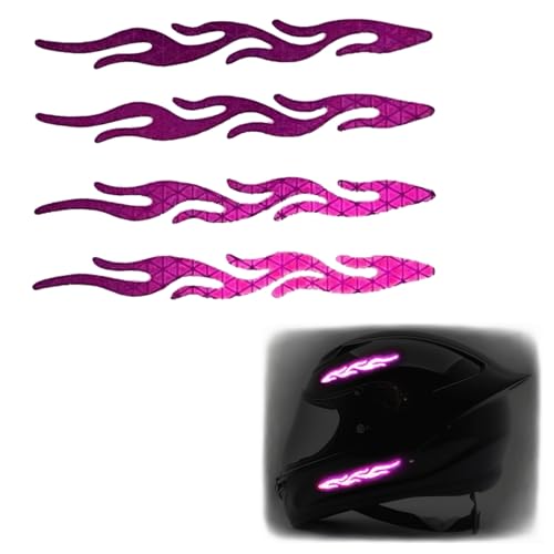 Image of customTAYLOR33 High-Intensity Grade Premium Reflective Tribal Flame Helmet Decals, Motorcycle Safety Sticker Decals (Special Edition Purple)