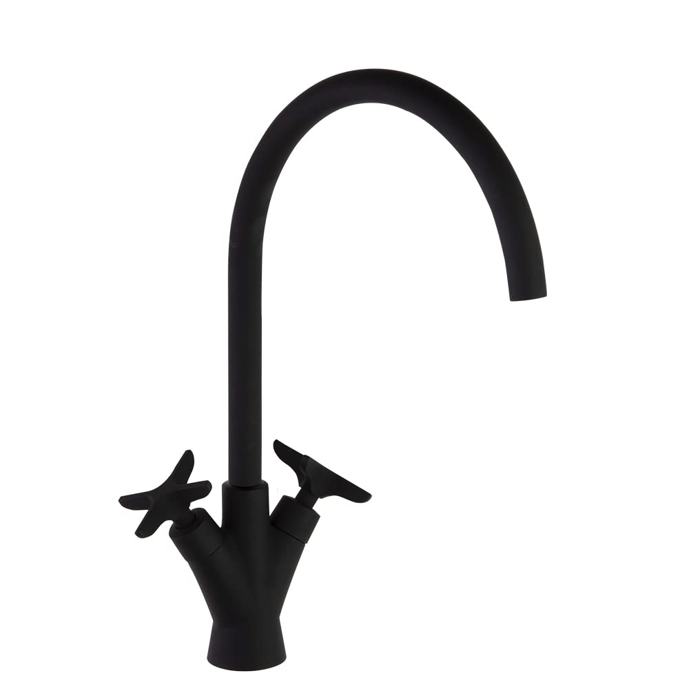 RAMON SOLER 910102NM ADAGIO Grifo Bimando de Lavabo Caño Giratorio 190mm Negro Mate