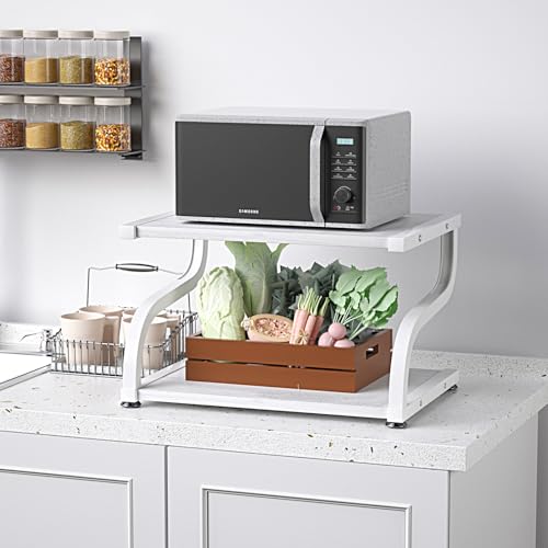 Urline Supporto Per Stampante Con Ripiano Da Tavolo A 2 Ripiani Per Stampante Organizer Da Tavolo Antiscivolo E Resistente, Moderno Ripiano In Legno Per Ufficio E Casa, Bianco - 4
