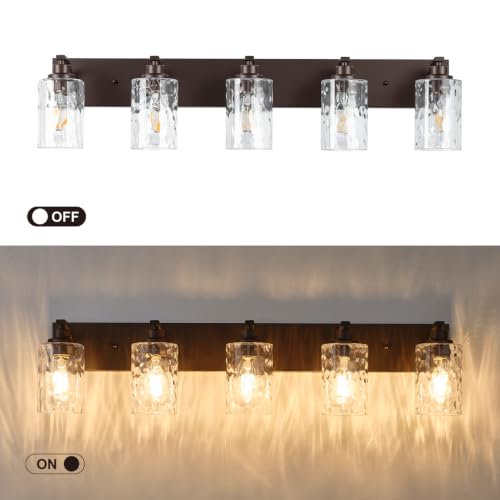 Image of 5-Light Bathroom Light Fixtures Modern ORB Vanity Lights