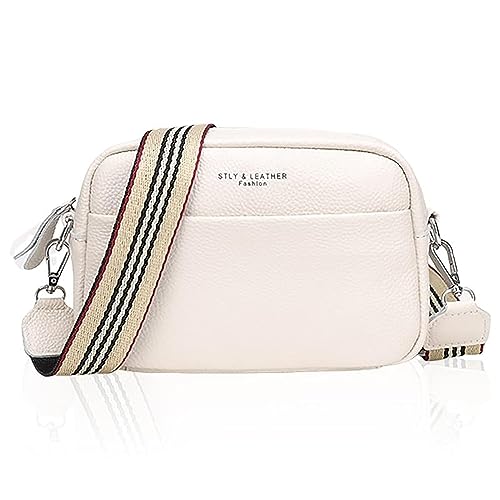 YUHONLNOR Crossbody Bag Damen Leder Breiter Gurt Handtasche Umhängetasche...