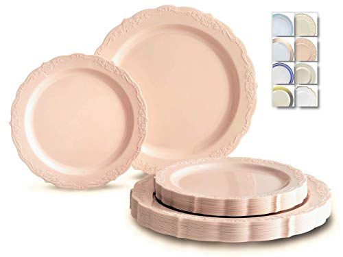 Review Product OCCASIONS 240 Plates Pack,(120 Guests) Vintage Wedding Party Disposable Plastic Plates Set -120 x 10'' Dinner + 120 x 7.5'' Salad / Dessert (Verona in Blush / Antique Rose) Best Review OCCASIONS 240 Plates Pack,(120 Guests) Vintage Wedding Party Disposable Plastic Plates Set -120 x 10'' Dinner + 120 x 7.5'' Salad / Dessert (Verona in Blush / Antique Rose)