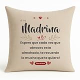 Kembilove Funda de Cojín Madrina 40x40 cm | Regalo Original para Madrina | Cojín con Frase Emotiva | Decoración Sofá | Funda Almohadón Lino Lavable | Idea Cumpleaños Navidad Día Especial