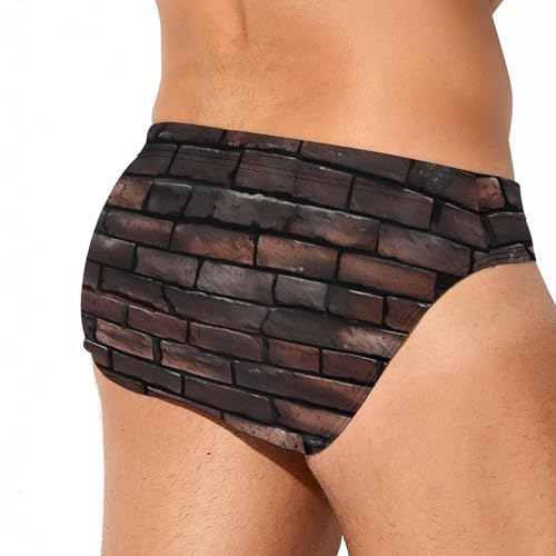 Dark Brick Wall Men's Swim Briefs Sexy Bikini Swimsuit Beach Shorts Underwear Low Waist3