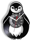 12 Inch Wall Vinyl Decorative Wall Clocks Cartoon Penguin Wall Clock Sea Life Animal South Africa Bird Water Jackass Mammal Vinyl Record Wall Clock Kid Room Wall Decor