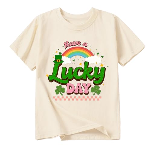 Image of Toddler Girl St Patrick's Day Shirts Cute Lucky Tshirts Cotton Short Sleeve Tees 2-10 Years