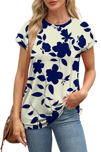 Image of Alaroo Womens Summer Tops Short Sleeve Shirts Crew Neck Tshirt Cute Trendy Tunic Blouses (S-3XL)