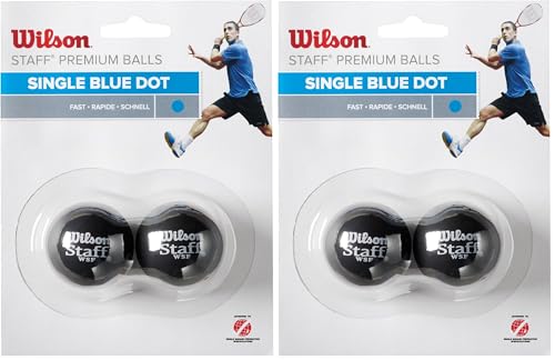 WILSON WRT617500 Balle de Squash, Staff, 2 Pièces, Bleu, Mixte Adulte, Noir, Taille Unique (Lot de 2)