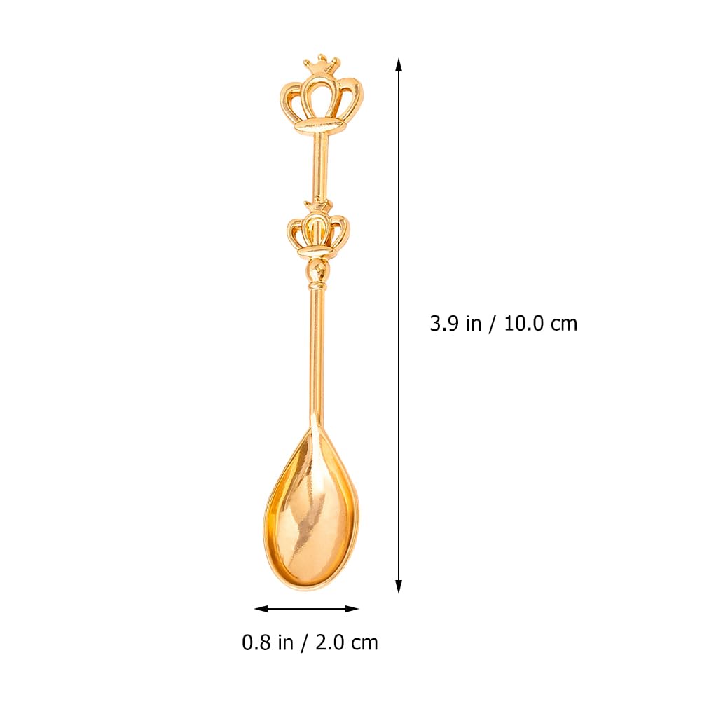 8 Pieces Golden Teaspoon Mini Gold Spoon with Crown Stainless Steel Coffee Cake Decorated Tea Spoons for Afternoon Tea Crown Spoon Party Favors