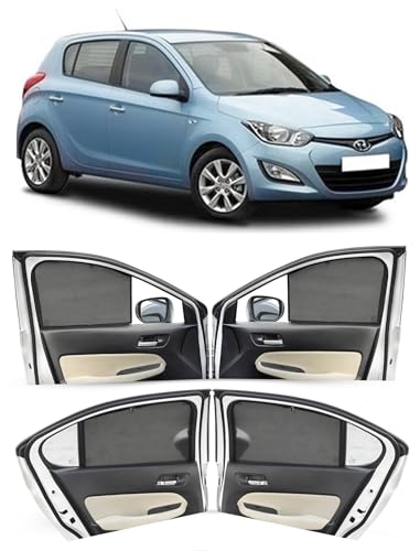 Image of Autofact Car Sunshades for Hyundai Old i20 (2008 to 2014), UV Protection, Useful Car Accessories, Custom fit Sun Shades for Side Windows, Set of 4