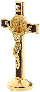 POFET Crucifix Jesus Christ Cross Statue Figurine For Car Home Chapel Decor - Gold