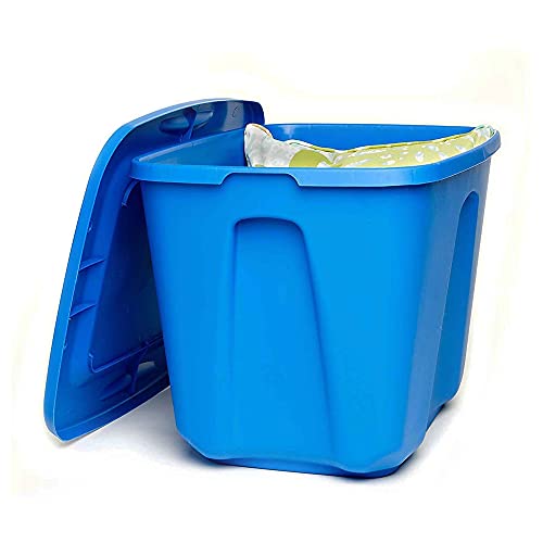 Homz 32 Gallon Large Standard Stackable Plastic Storage Container Bin With Secure Snap Lid For Home Organization, Blue, (2 Pack) #TOP3