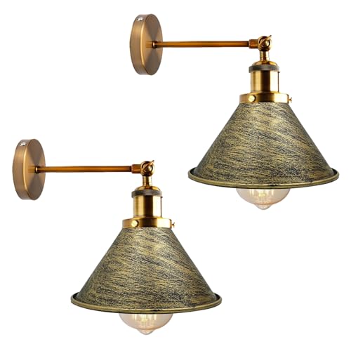 Image of LEDSone Industrial Wall Light Vintage, Brushed Brass, 2 Pack